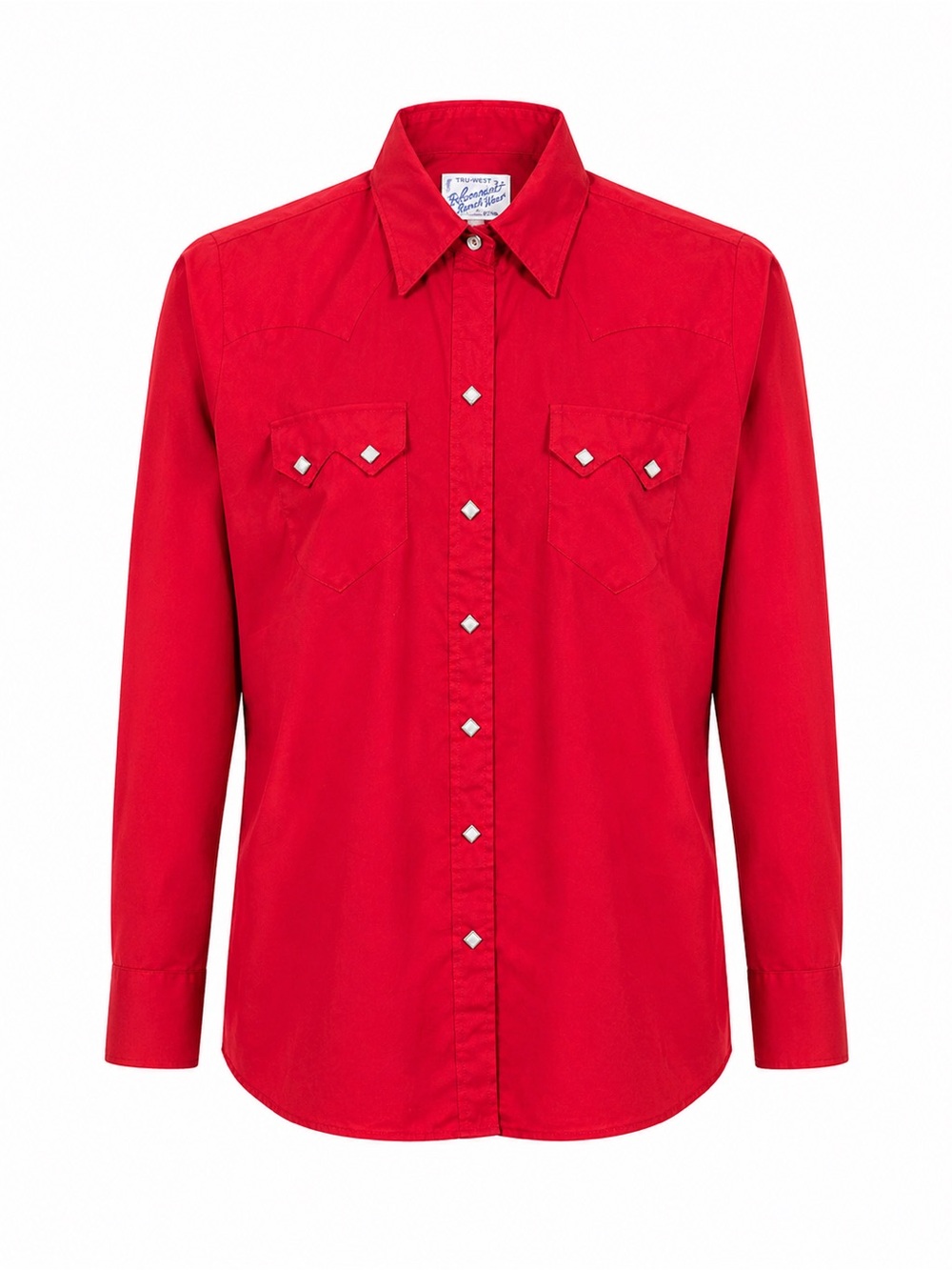 Vintage Tru-West Ranch Wear Western Shirt Mens 34 Red Snap Button USA Made